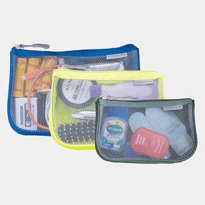 set of 3 assorted piped pouches