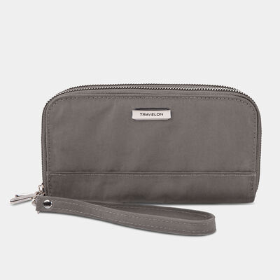 rfid blocking double zip wallet