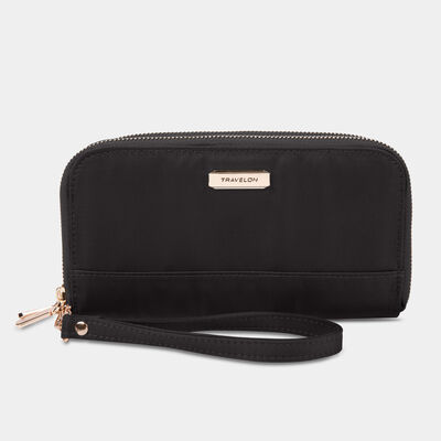 rfid blocking double zip wallet