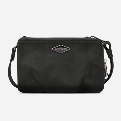 anti-theft parkview double zip crossbody clutch