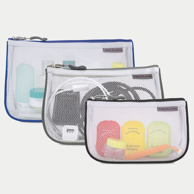 set of 3 assorted piped pouches