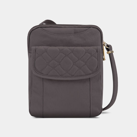 TRAVELON ANTI THEFT Brown Quilted Shoulder Crossbody Bag Purse Amazon.com: Travelon Anti-Theft Signature Quilted Slim Pouch  main image 4