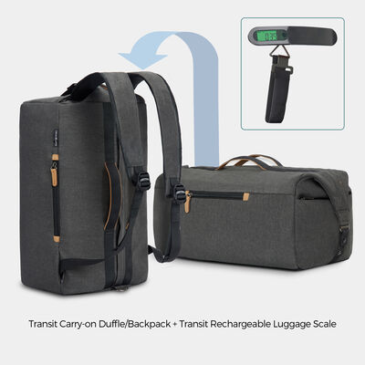 transit duffel backpack + rechargeable luggage scale