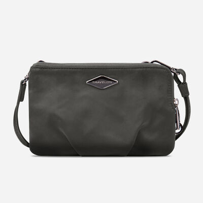 anti-theft parkview double zip crossbody clutch
