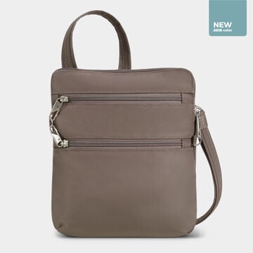 Anti-Theft Classic Slim Double Zip Crossbody Hazelnut