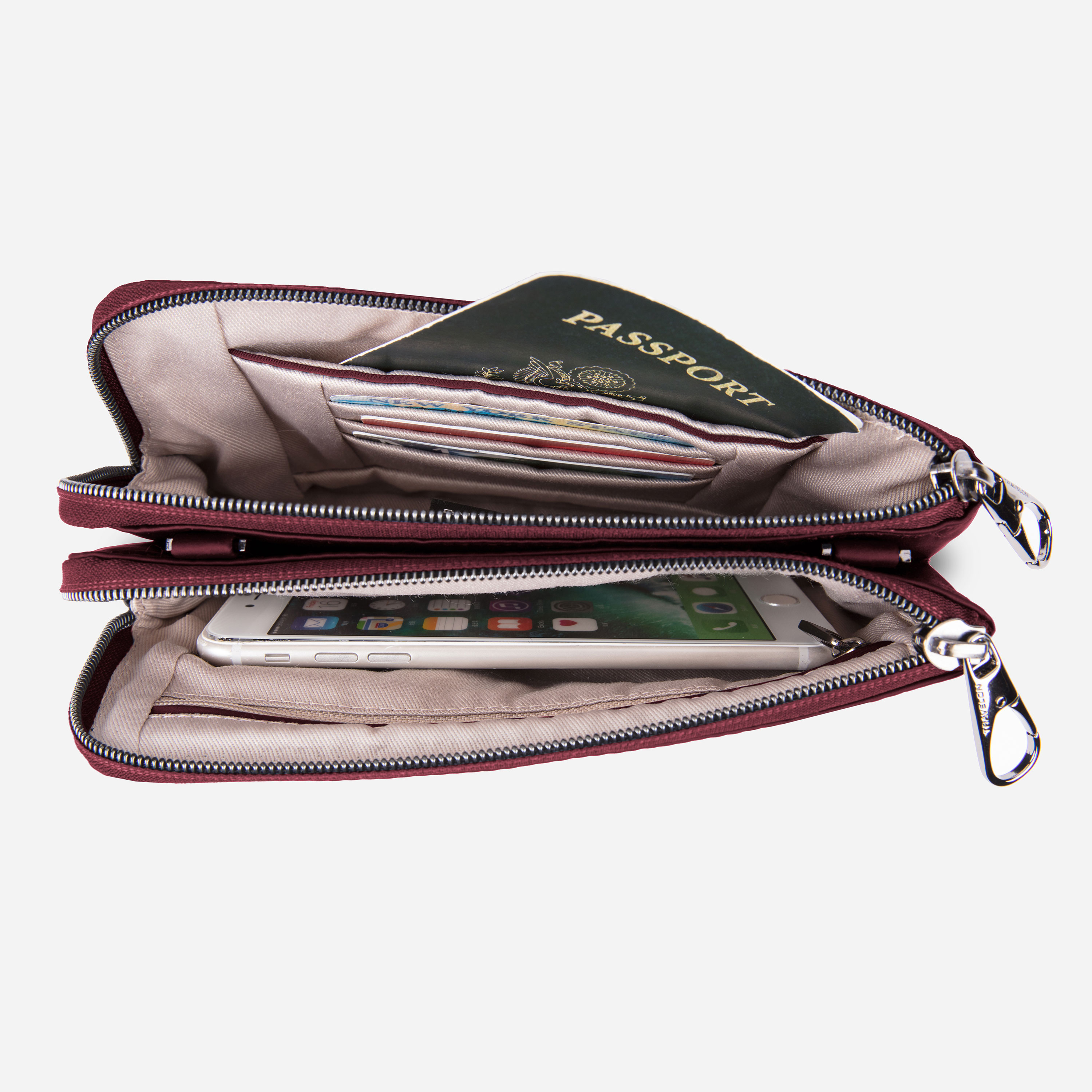 Buy Anti-Theft Parkview Double Zip Crossbody Clutch for USD 65.00