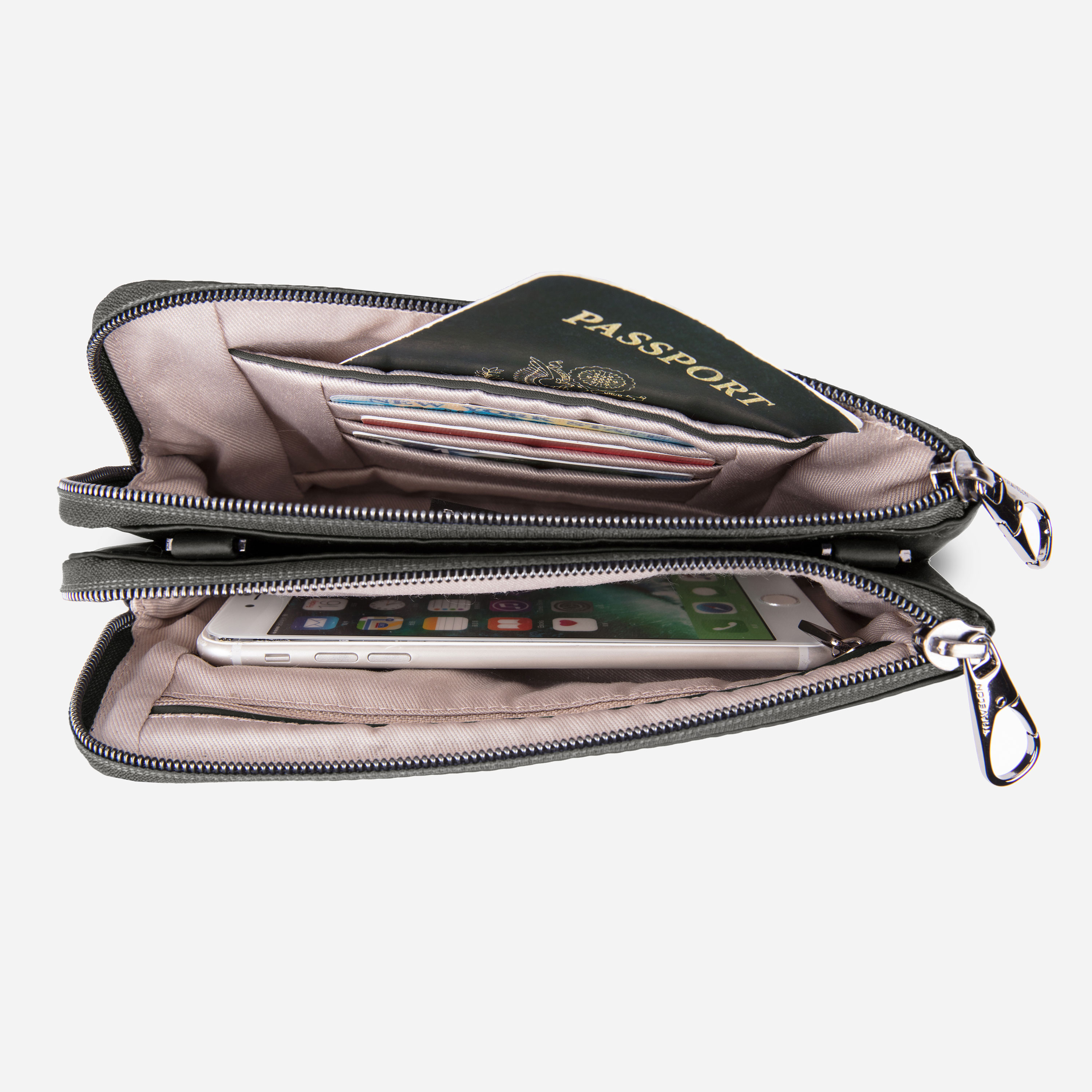 Buy Anti-Theft Parkview Double Zip Crossbody Clutch for USD 65.00