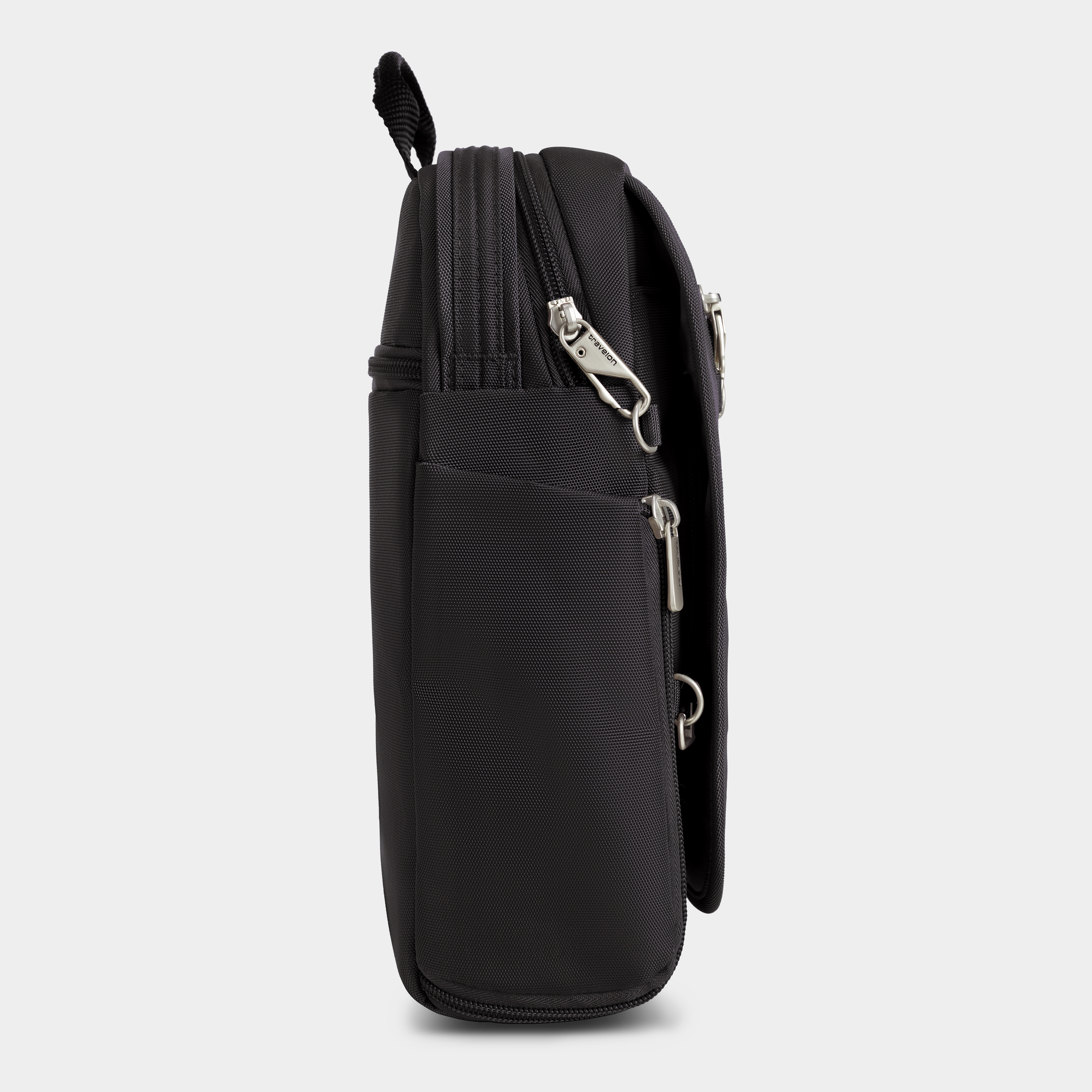 Travelon Anti-Theft Crossbody Messenger Bag - Slash-Proof, RFID Blocking, Locking Compartments, Black/White Floral