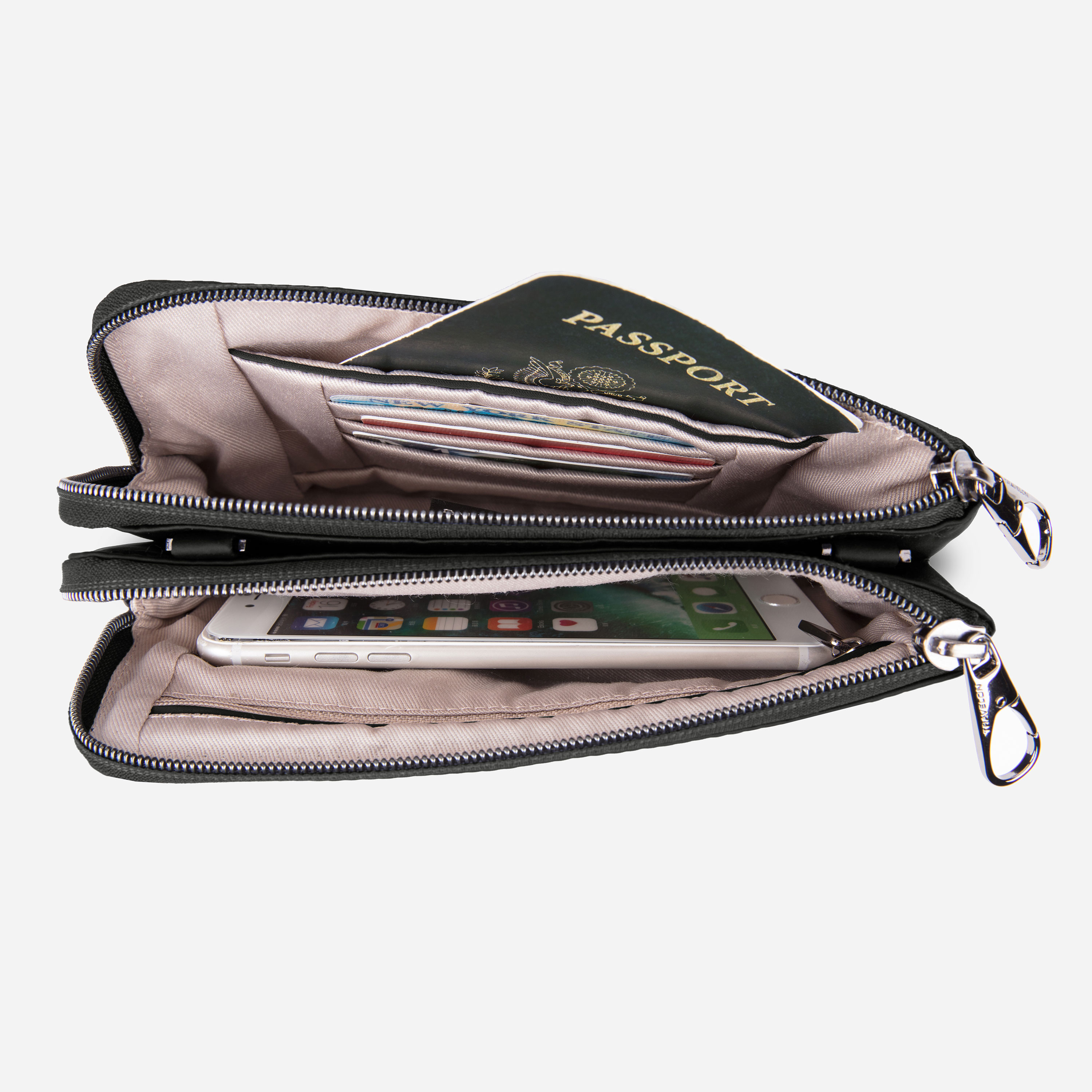 Buy Anti-Theft Parkview Double Zip Crossbody Clutch for USD 65.00